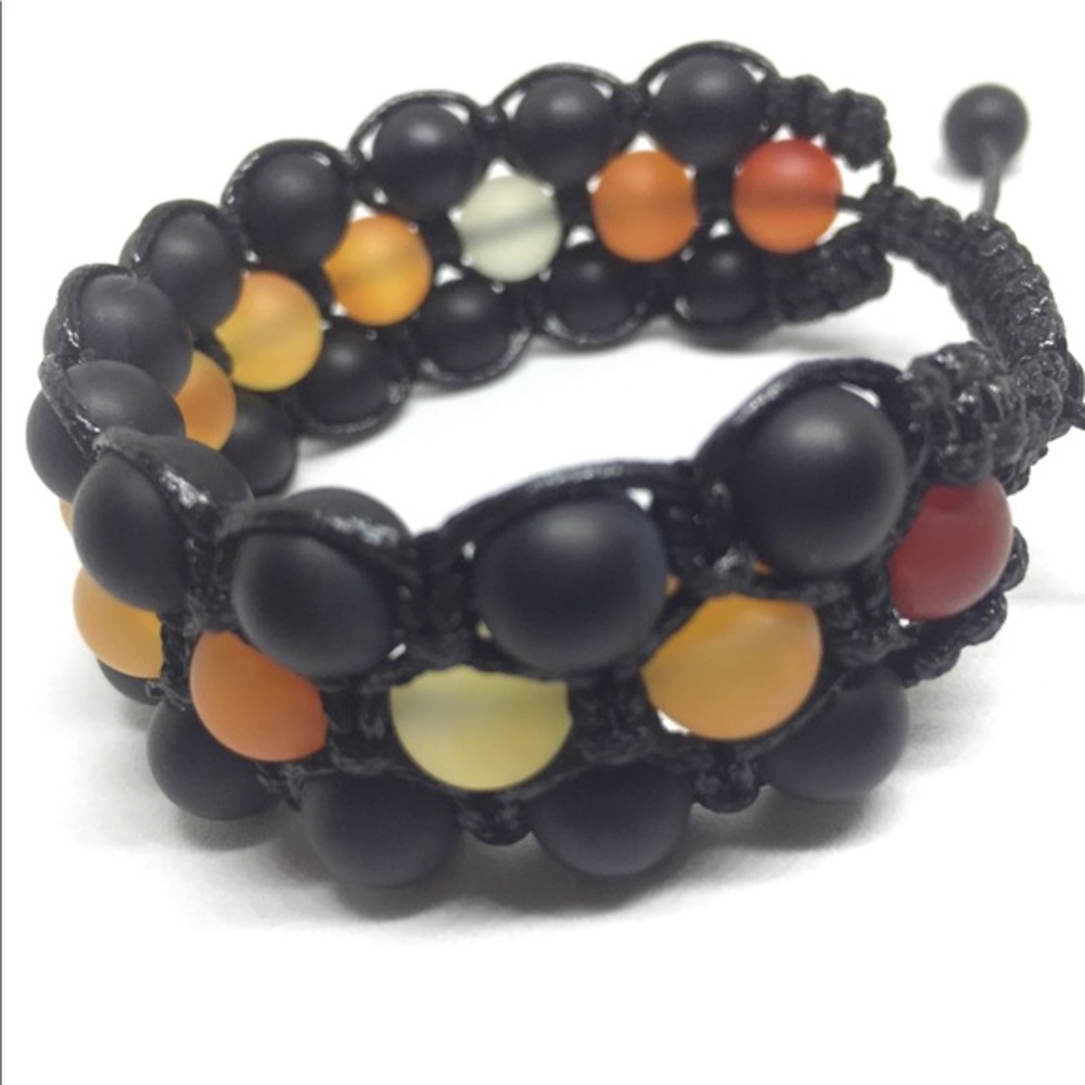 Stone beads handmade triple bracelet